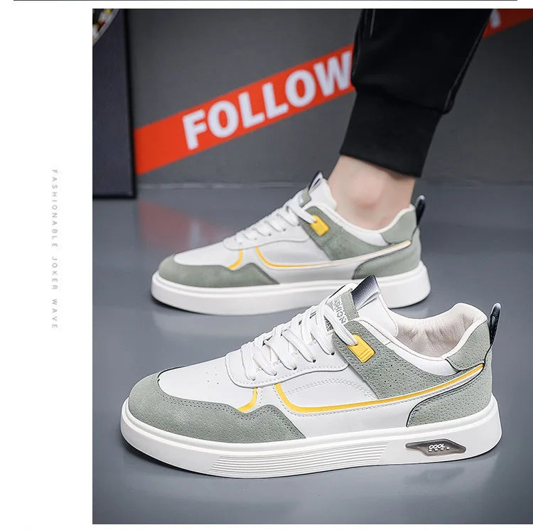Oulylan Anti-slip Ventilate Leather Board Shoes Trendy Male Outdoor Sports Footwear Spring Comfortable Casual Versatile Sneakers