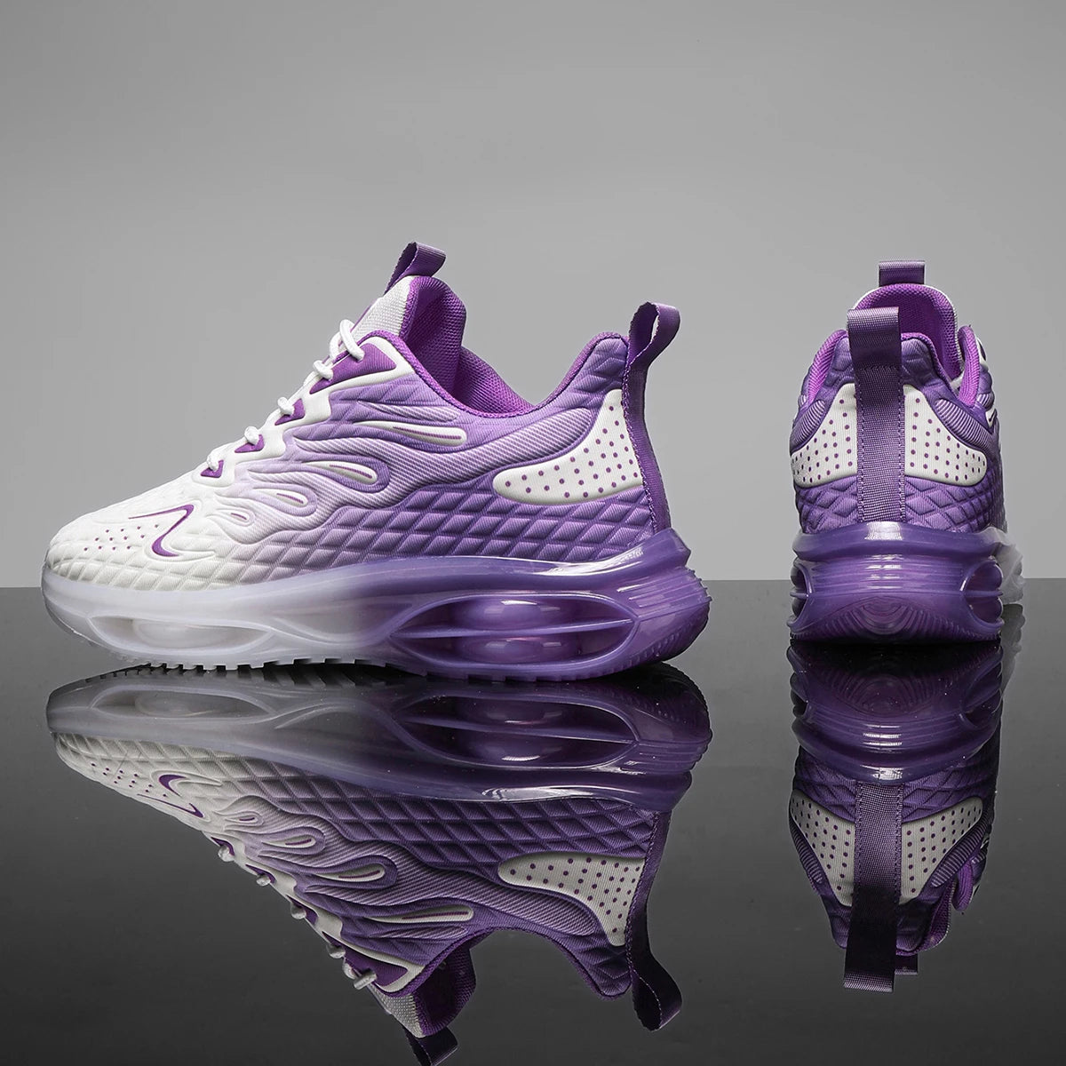 Stylish pink and white lace-up orthopedic sneakers for women with bubble sole and trendy design.