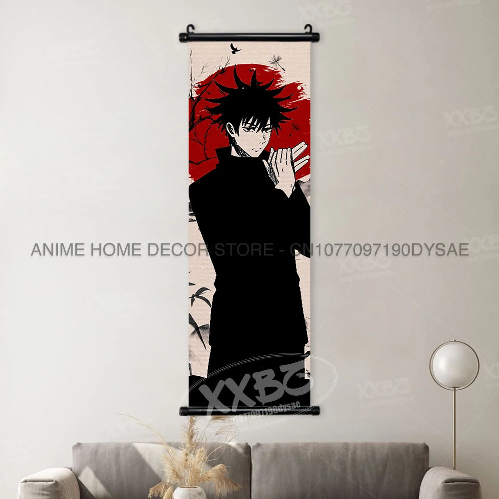 Jujutsu Kaisen Posters Gojo Satoru Canvas Scrolls Picture Panda Home Decoration Wall Artwork Fushiguro Megumi Hanging Painting