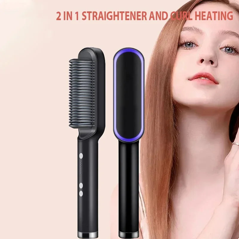 2pcs Electric Hot Comb Professional Quick Heated Hair Straightener Professional Negative Ion Hair Straightener Hair Straightener