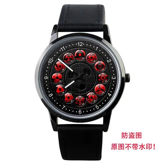 Naruto Watch Men's Electronic Watch Casual Leather Strap Waterproof Watch Animation Uzumaki Naruto Sharingan Holiday Gift Watch