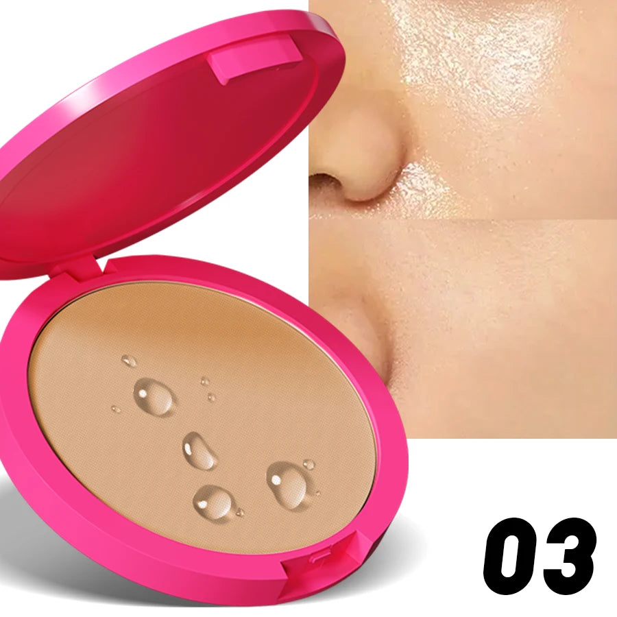 Natural Matte Pressed Powder Oil Control Brighten Whitening Face Base Foundation Compact Concealer Makeup Cosmetics