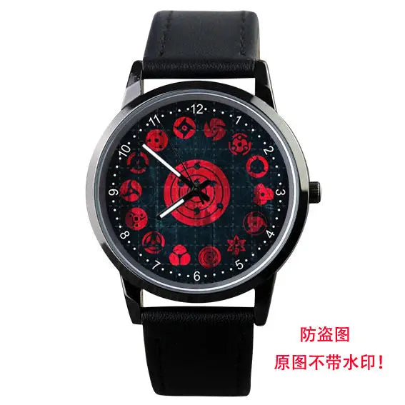 Naruto Watch Men's Electronic Watch Casual Leather Strap Waterproof Watch Animation Uzumaki Naruto Sharingan Holiday Gift Watch
