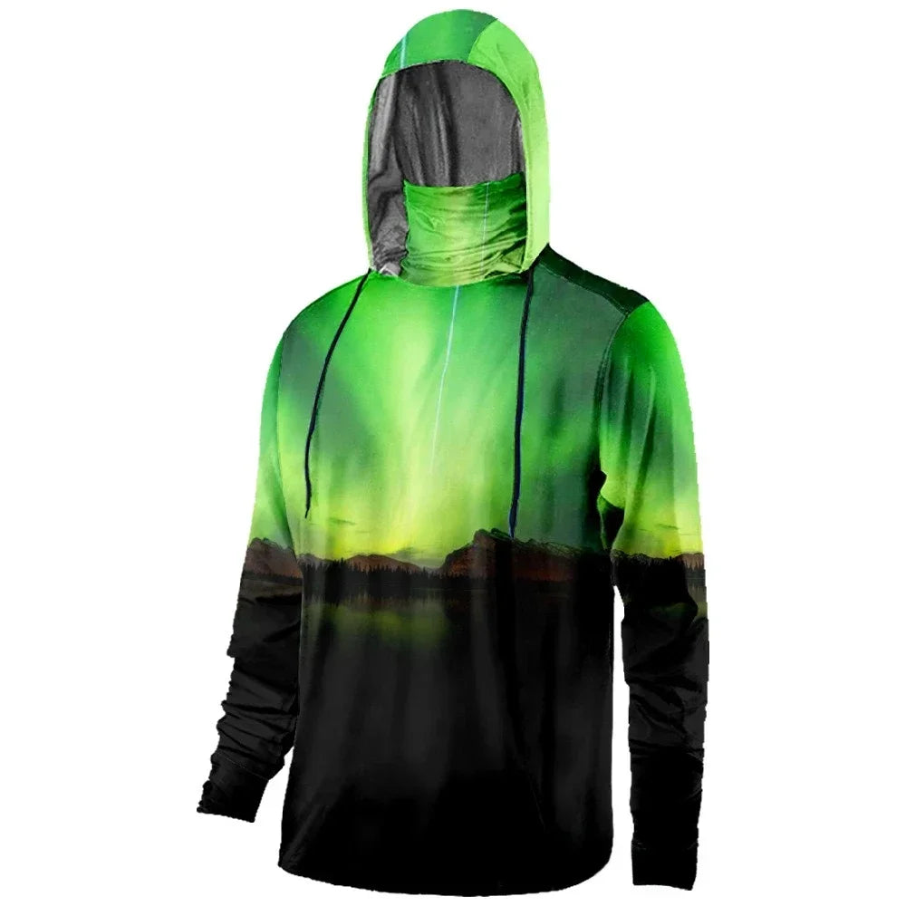 Mens Fishing Clothing It Is Good Fishing Day Printed Sun Protection Face Mask Hoodies Outdoor Sports Breathable Clothes