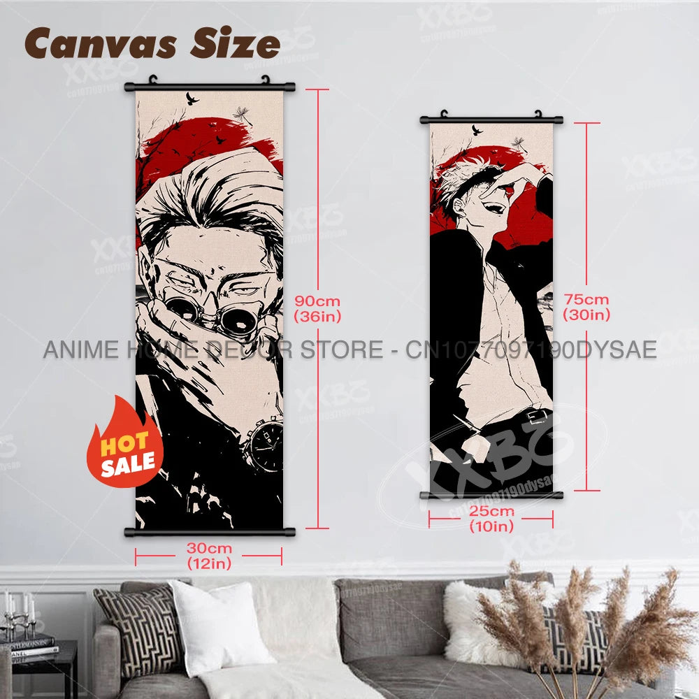 Jujutsu Kaisen Posters Gojo Satoru Canvas Scrolls Picture Panda Home Decoration Wall Artwork Fushiguro Megumi Hanging Painting