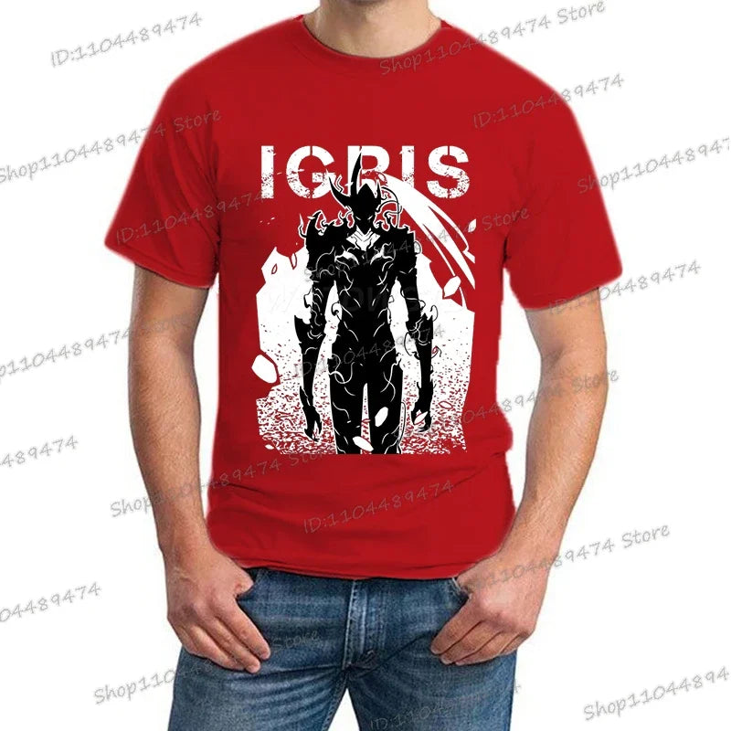 New Summer Men's Anime Solo Leveling Tee Tops Short Sleeve Man T-Shirt Fashion Street Unisex Tees Solo Leveling Tshirt Clothing