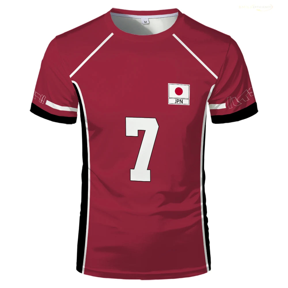 Janpan Anime Haikyuu Fukurodani Red Cosplay T-shirts Cartoon Costume Men's T Shirt Karasuno High School Boys Volleyball Jerseys