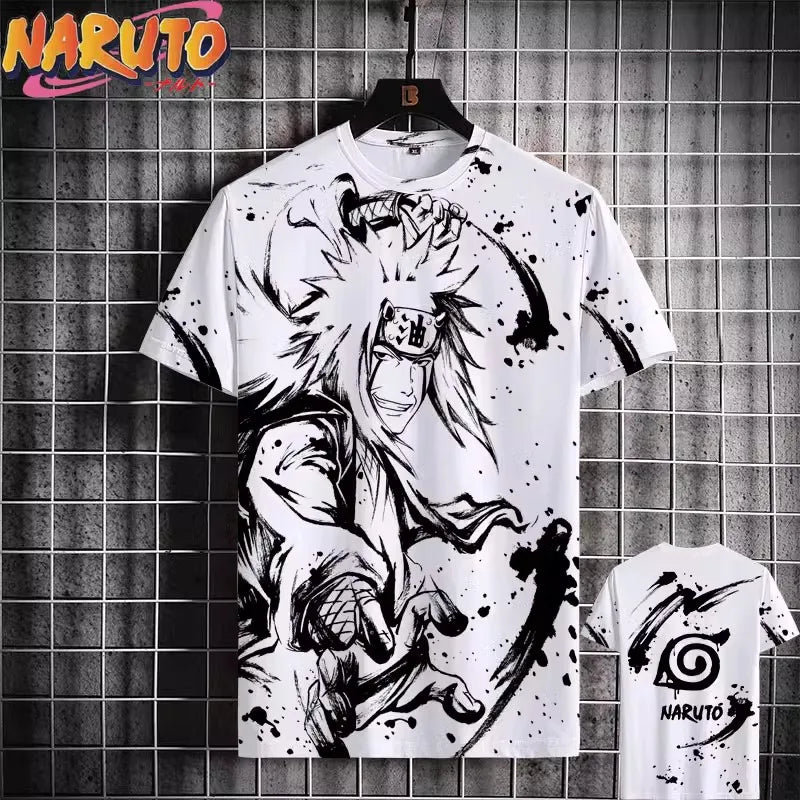 MINISO Naruto Men's T Shirt Japanese Anime 3D Prints Casual Short Sleeve Tees Street Oversized Clothing Fashion Cartoon T-Shirts