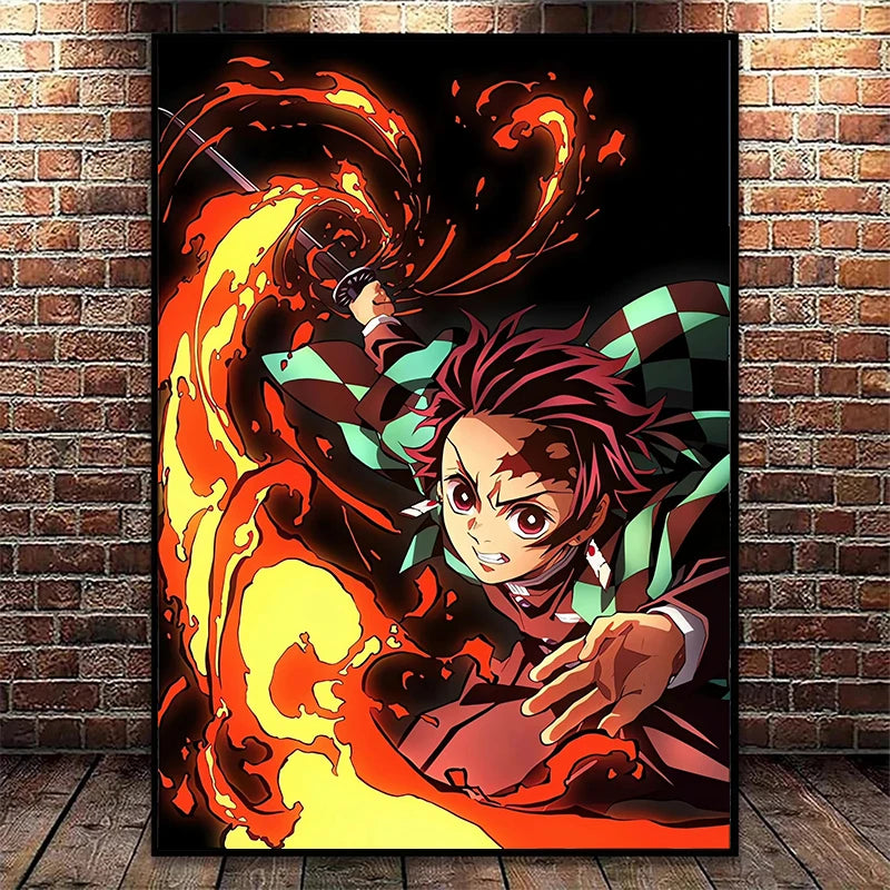 Japanese Anime Demon Slayer Wall Art Poster Nezuko And Tanjiro Home Decor Prints Living Room Bedroom Canvas Painting Mural Gifts