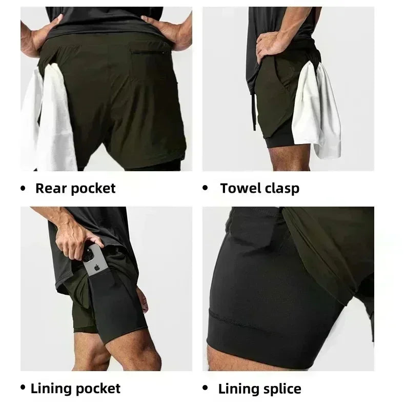 Summer New Black Five-leaf Clover Printed Men's and Women's Shorts Double-layer Loose Sports and Casual Pants for Beach Fitness