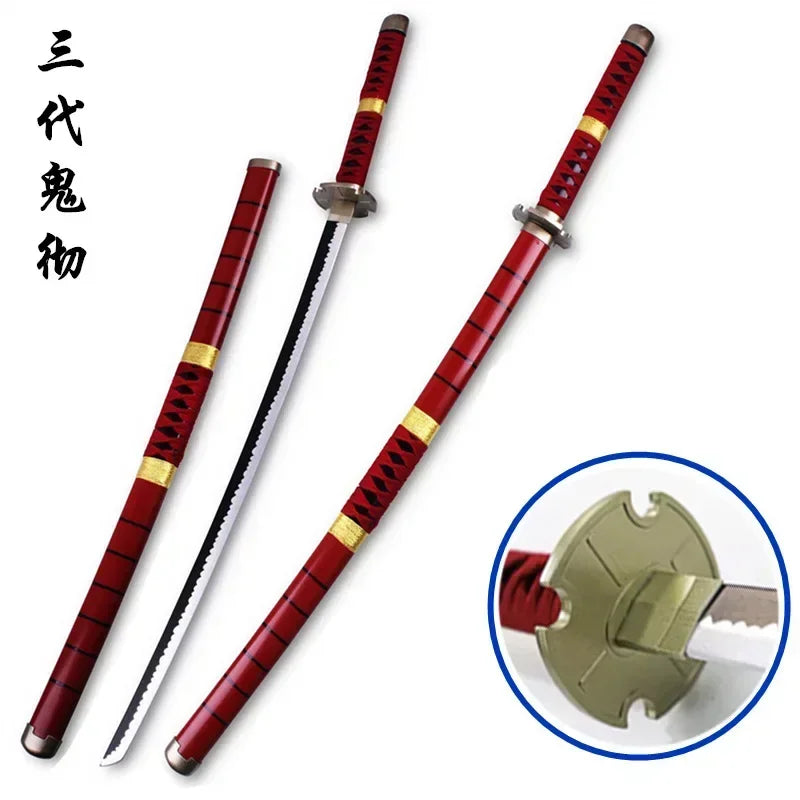 104cm Zoro Katana Sandai Kitetsu Sword Blade Anime Cosplay Prop Ninja Knife Real Full Size Japanese Katana Samurai Sabre Kid Toy