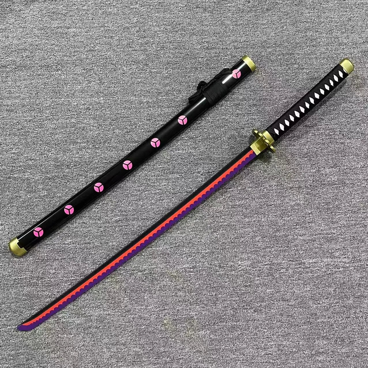 104cm Zoro Katana Sandai Kitetsu Sword Blade Anime Cosplay Prop Ninja Knife Real Full Size Japanese Katana Samurai Sabre Kid Toy