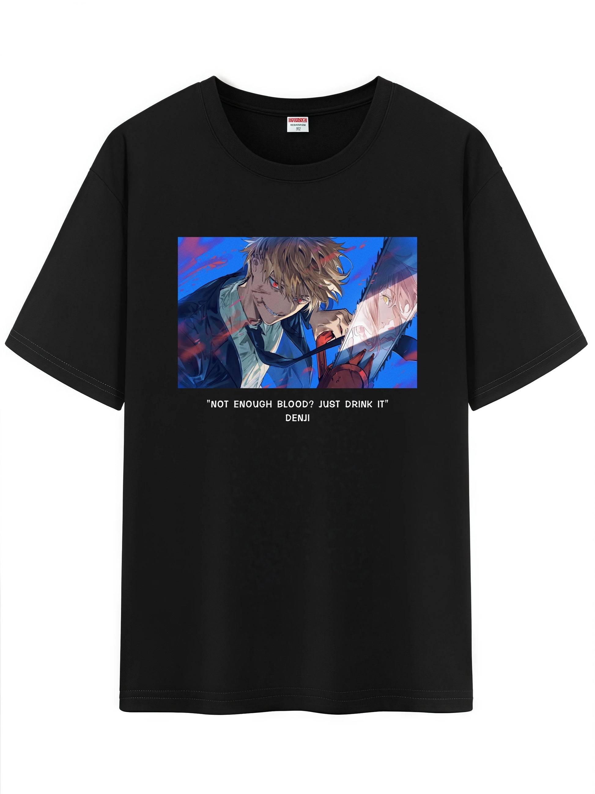Unisex Japanese Anime Pattern T-Shirt, Chainsaw Man Denji Makima Character Graphic Short Sleeve Regular Fix Tee Shirt