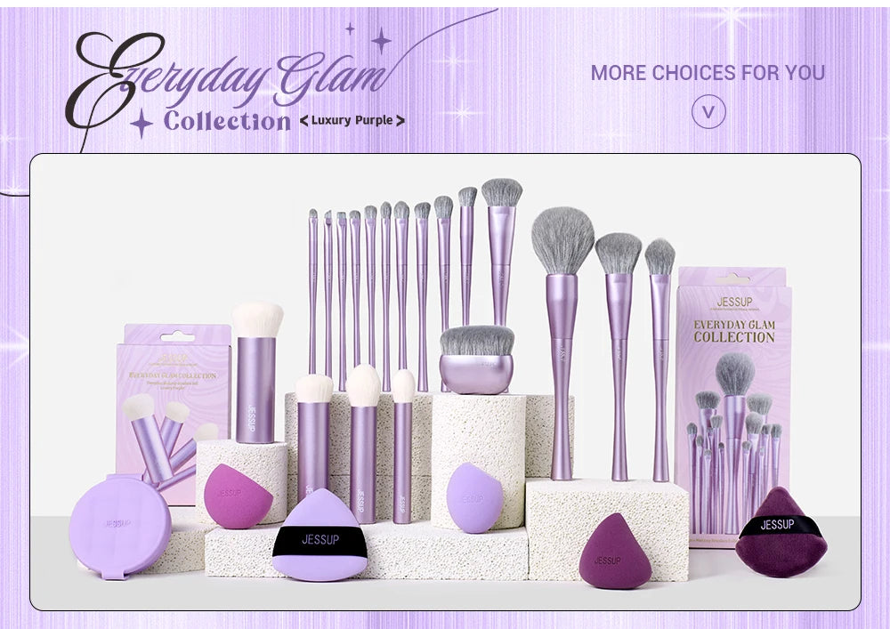 Jessup Powder Puff, 2pcs Triangle Powder Puff Soft for Foundation Setting and Baking, Reusable, Washable, Purple SP018