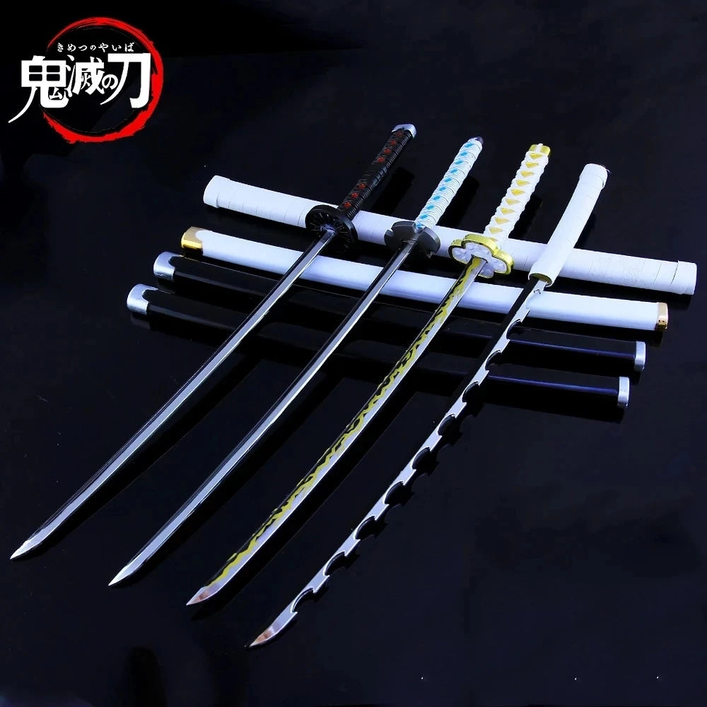 26CM Demon Slayer Sword Real Katana Swords Demon Slayer Cosplay Metal Props Weapon Anime Battle Ready No Cutting Edge Bedroom