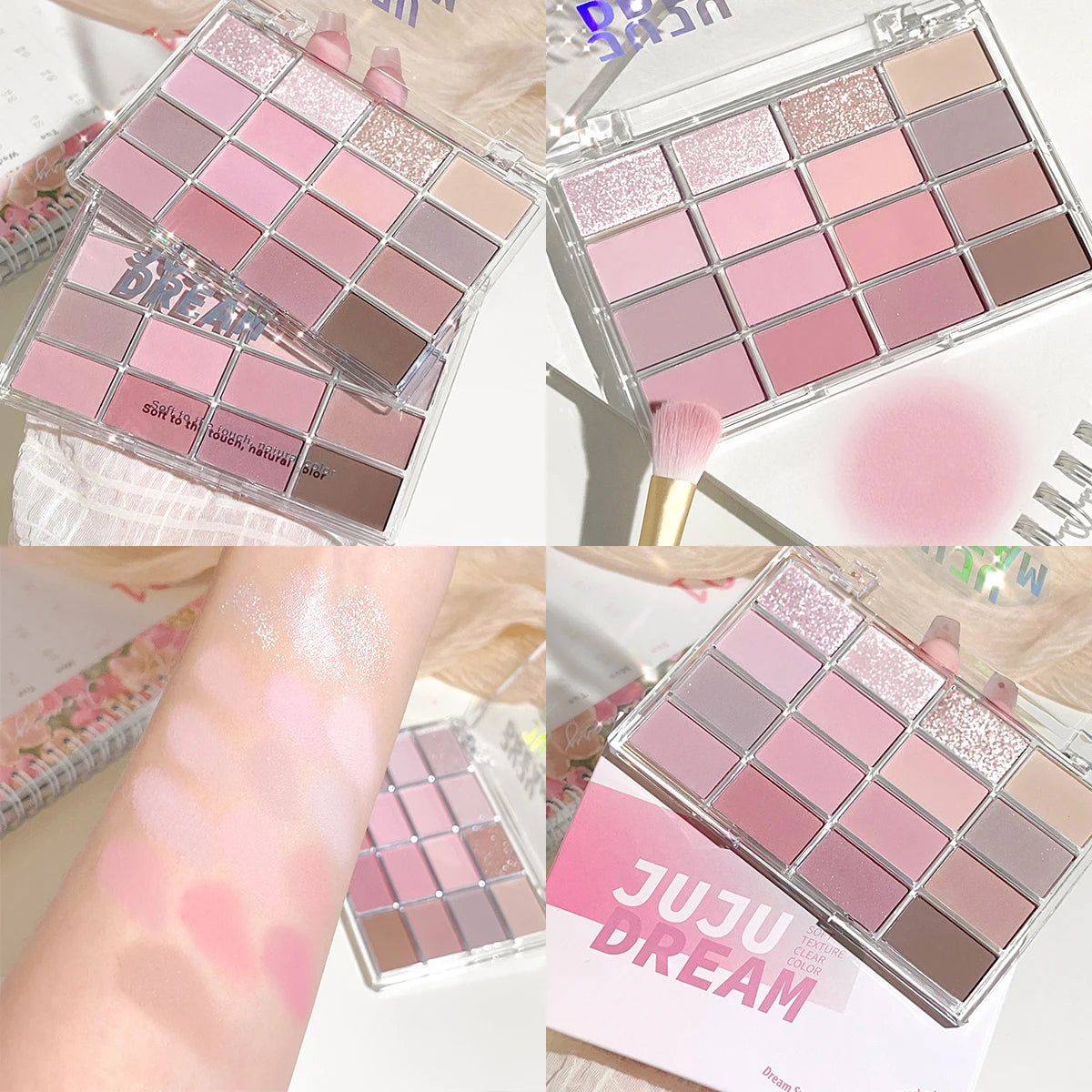 Love the 16-color eye shadow plate, pearlescent matte lying silkworm, brighten the low-saturated earth color daily makeup