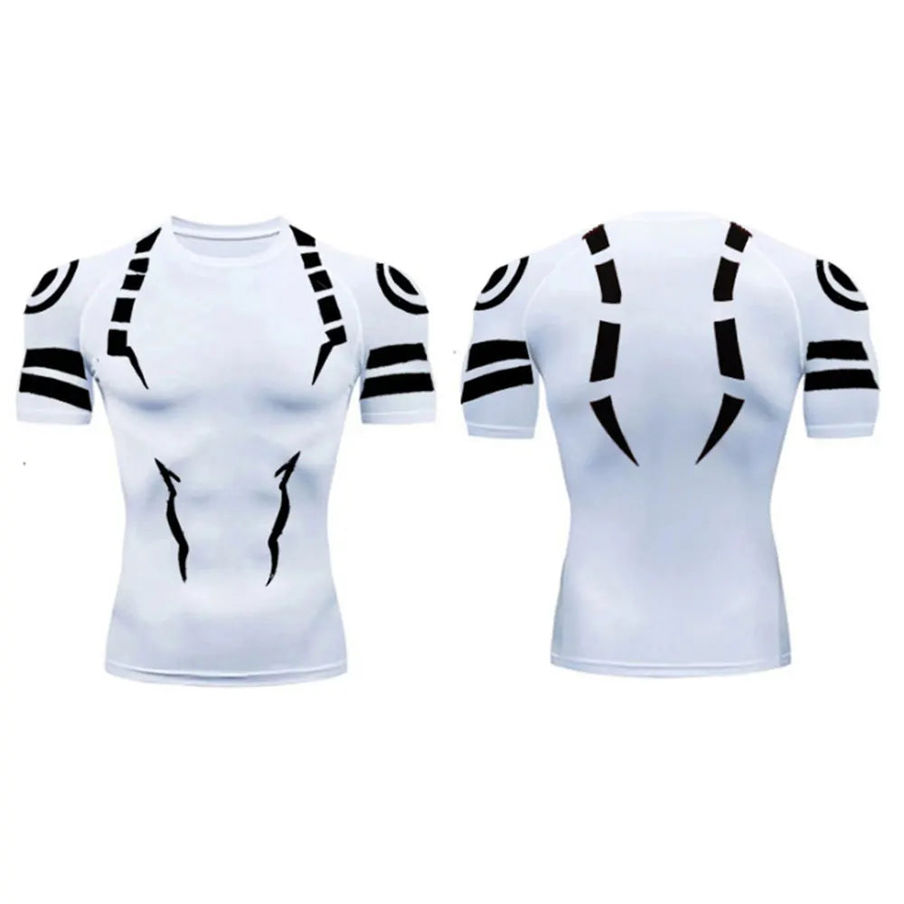 Anime Jujutsu Kaisen Compression Set Fitness Suit for Men Quick Dry 3D Compression Shirt+Gym Shorts Running Workout Sportswear