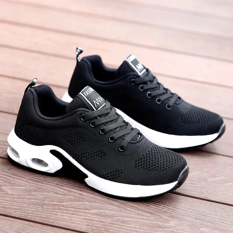 Black anime and more summer women's sneakers with air cushion design, perfect for sports and casual wear.