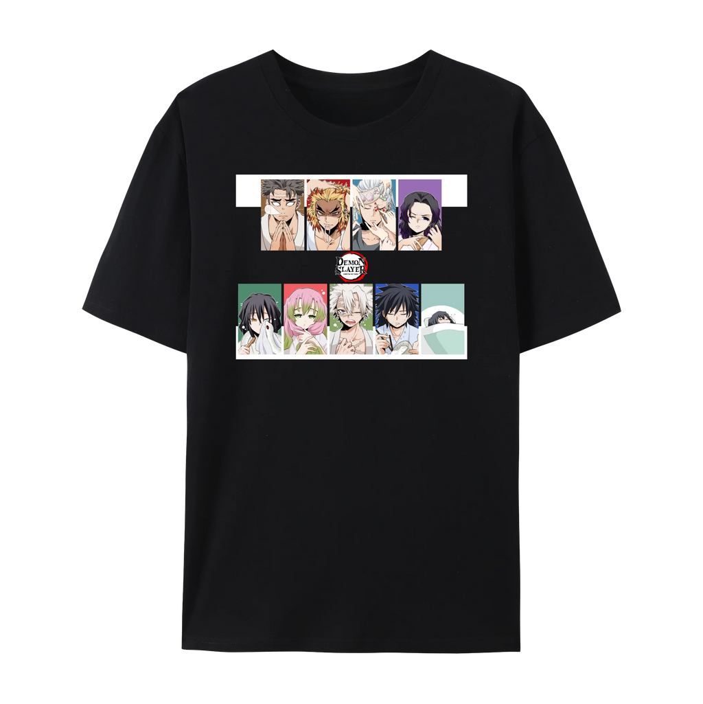 Demon Japanese Anime Slayer Unisex Short Sleeve Crewneck Shirt,Tanjiro & Nezuko Graphic Cotton T-Shirt