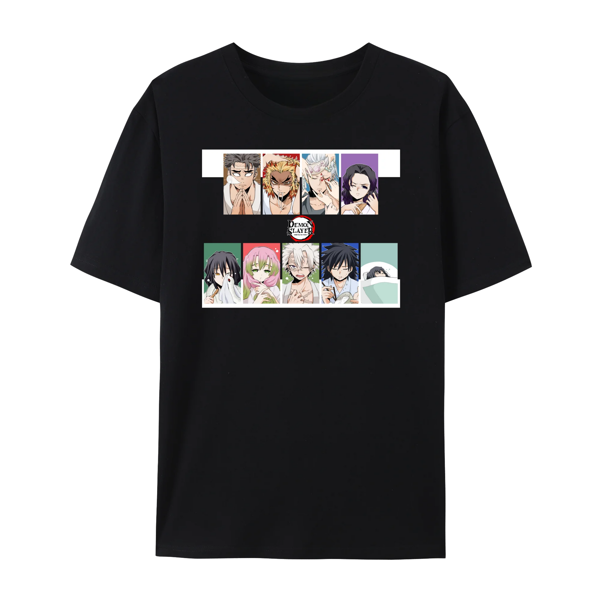 Demon Japanese Anime Slayer Unisex Short Sleeve Crewneck Shirt,Tanjiro & Nezuko Graphic Cotton T-Shirt