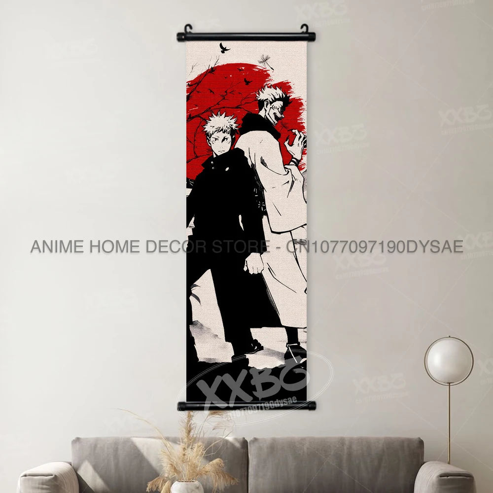 Jujutsu Kaisen Posters Gojo Satoru Canvas Scrolls Picture Panda Home Decoration Wall Artwork Fushiguro Megumi Hanging Painting
