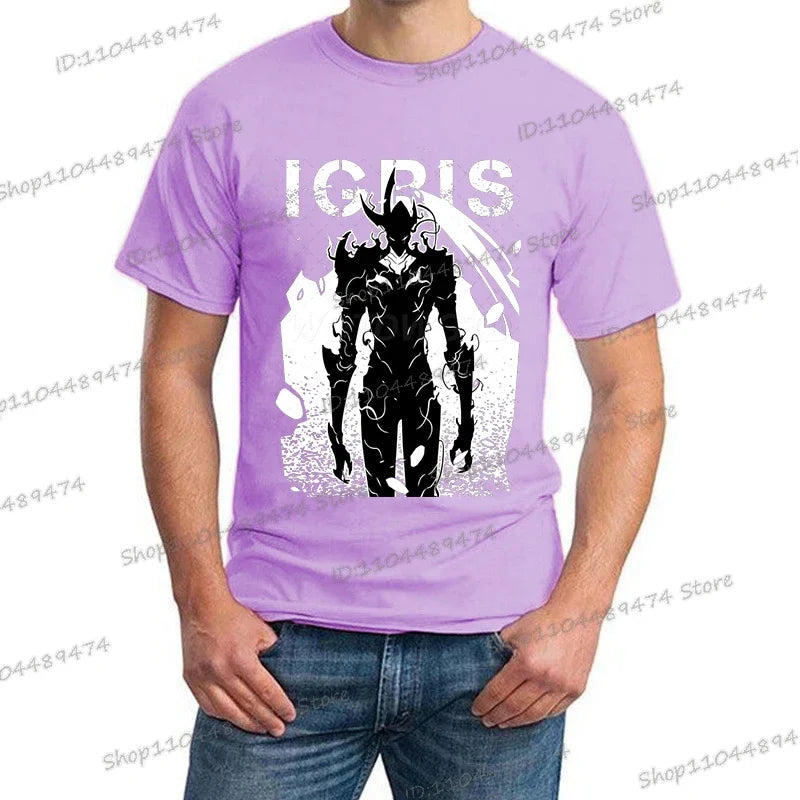 New Summer Men's Anime Solo Leveling Tee Tops Short Sleeve Man T-Shirt Fashion Street Unisex Tees Solo Leveling Tshirt Clothing