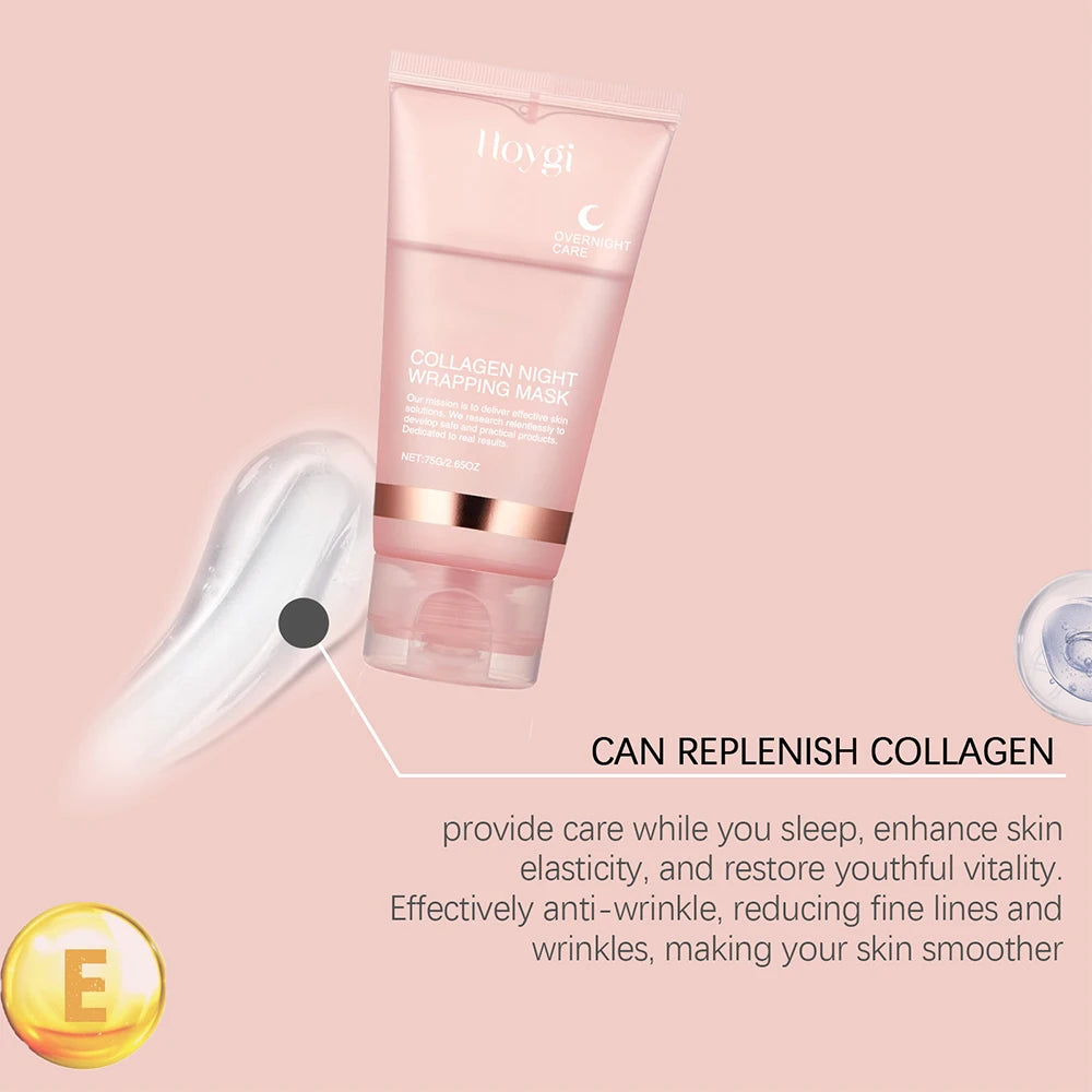 Anime and More Collagen Overnight Wrapping Peel Off Facial Mask with application spatula and gel texture.