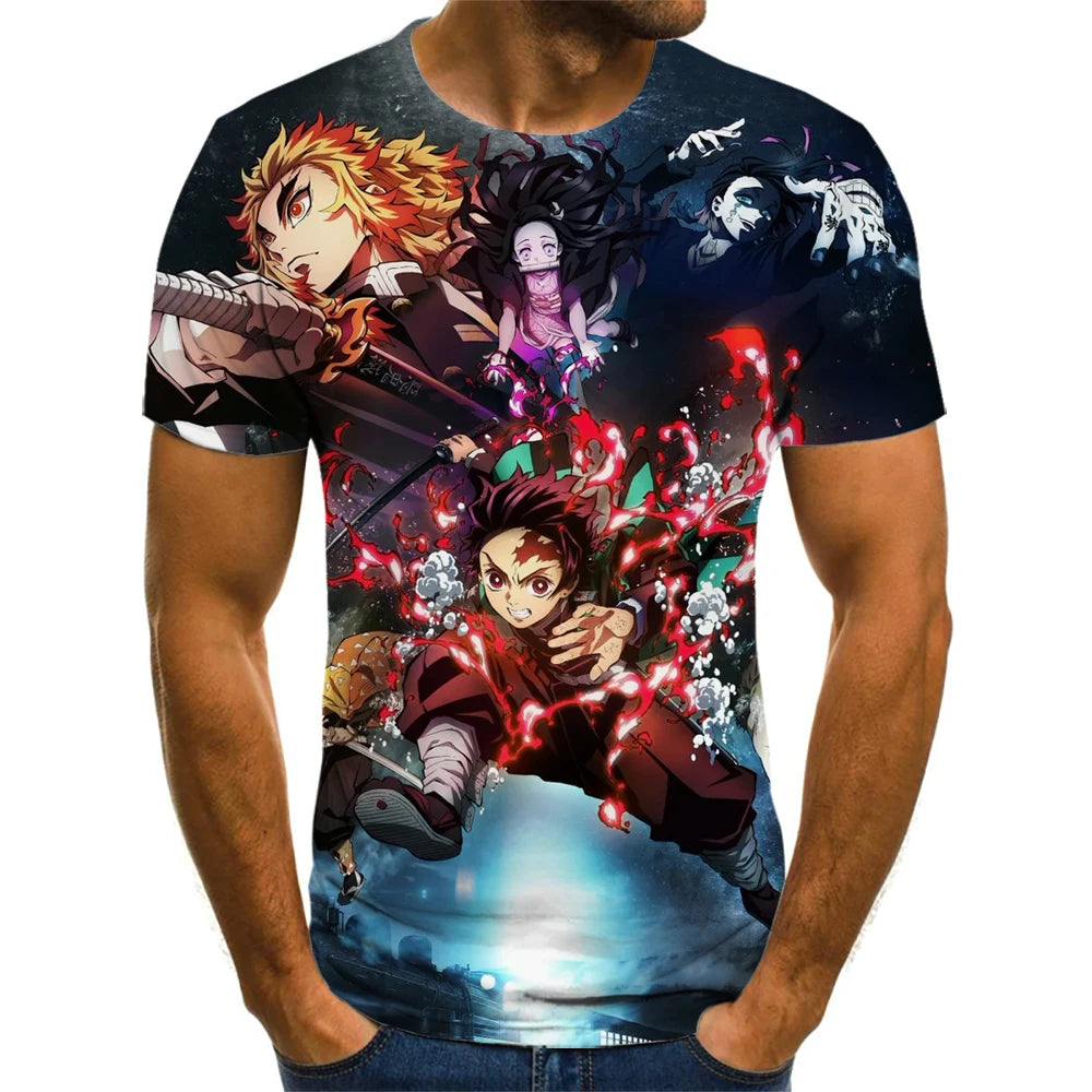 Demon Slayer 3D Print T-shirt Men Women Summer Fashion Casual Short Sleeved Unisex Harajuku Streetwear Oversized T Shirt