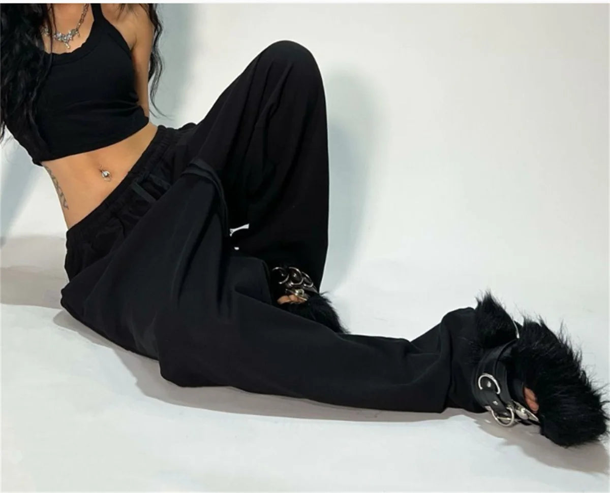 Casual Solid Sweatpants For Women High Waist Lace Up Loose Joggers Pant Classic Baggy Streetwear Female Sport Dance Trouser Y2K