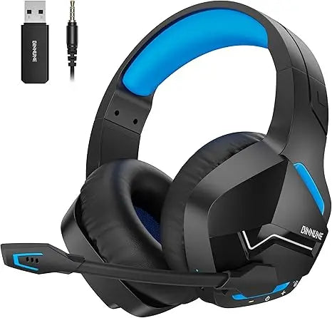 BINNUNE BW01 Wireless Gaming Headset with Mic for PC PS4 PS5 2.4G Bluetooth USB Gamer Headphones with Mic for Laptop Computer