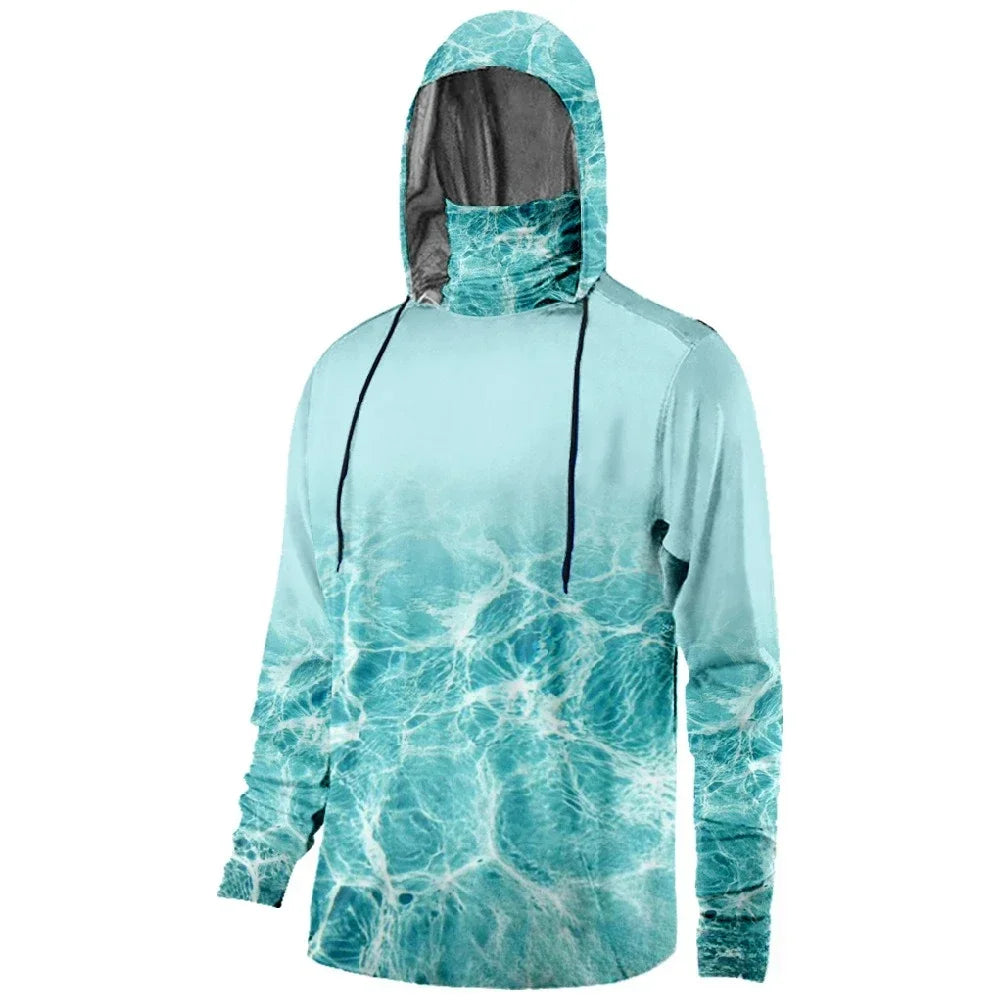Mens Fishing Clothing It Is Good Fishing Day Printed Sun Protection Face Mask Hoodies Outdoor Sports Breathable Clothes