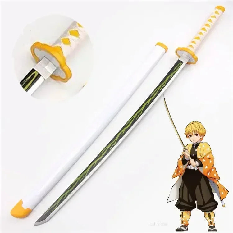 104cm Demon Slayer Katana Sword Kimetsu No Yaiba Anime Cosplay Prop Ninja Knife Real Size Japanese Katana Samurai Sabre Kid Toys