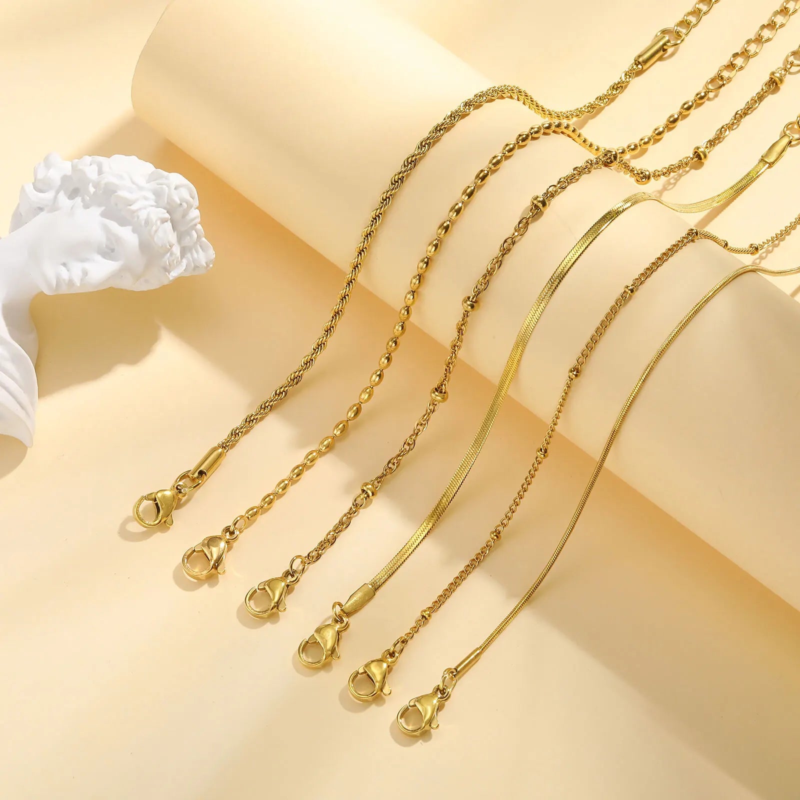 Thin Link Women Bracelet, Stainless Steel 18K Gold Plated Wrist Chain Waterproof Resistant Jewelry