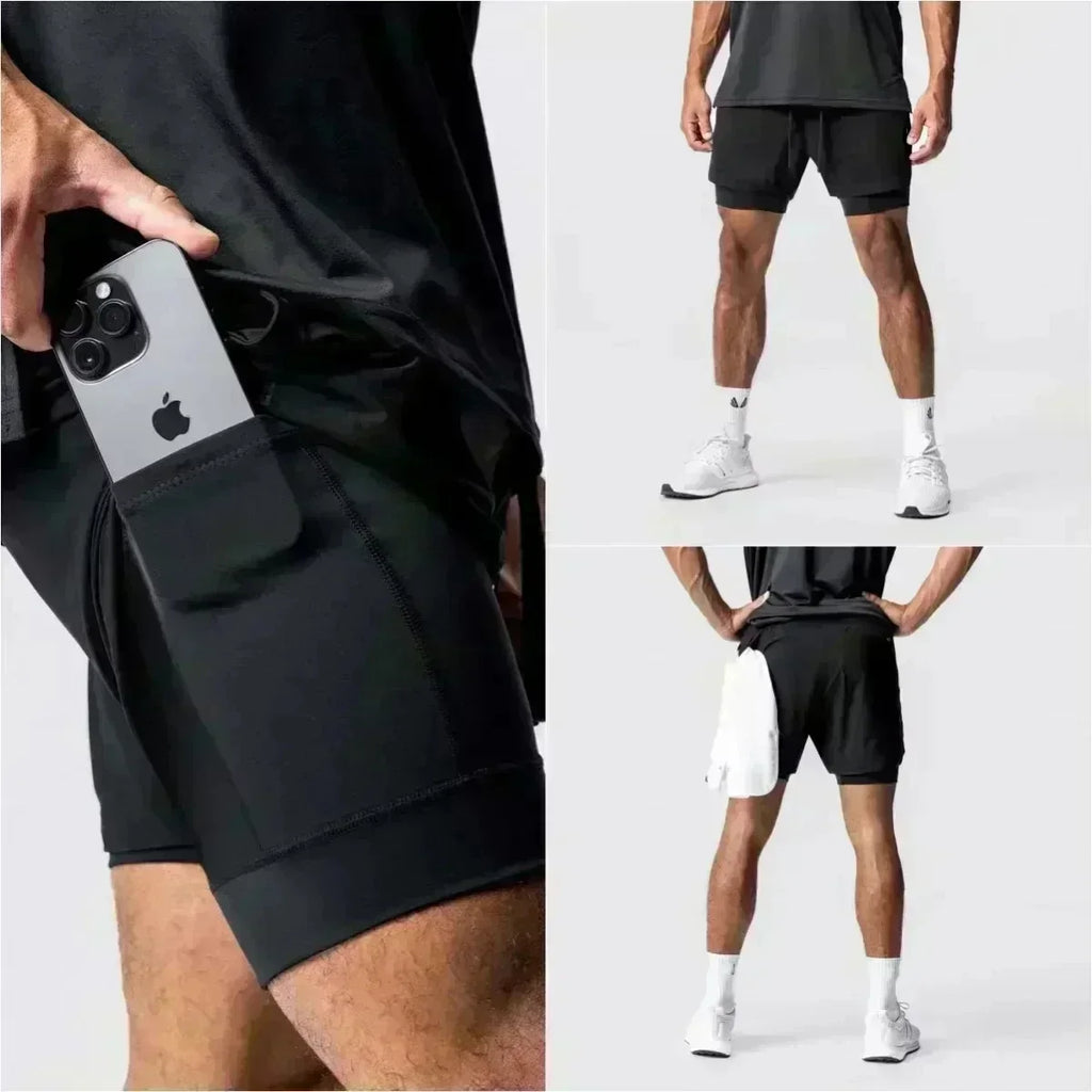 Summer New Black Five-leaf Clover Printed Men's and Women's Shorts Double-layer Loose Sports and Casual Pants for Beach Fitness