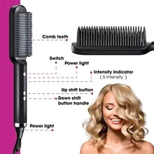 2pcs Electric Hot Comb Professional Quick Heated Hair Straightener Professional Negative Ion Hair Straightener Hair Straightener