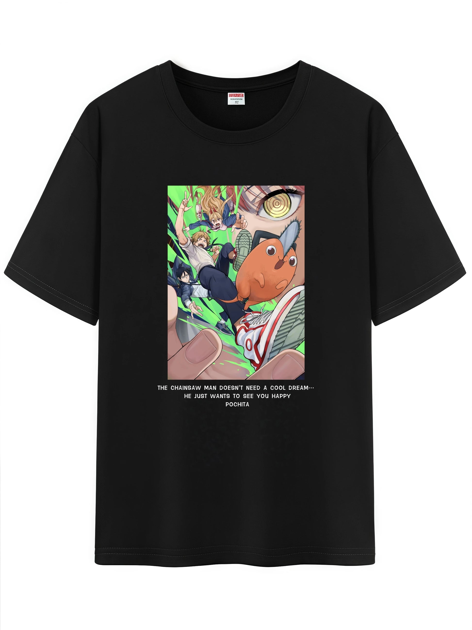 Unisex Japanese Anime Pattern T-Shirt, Chainsaw Man Denji Makima Character Graphic Short Sleeve Regular Fix Tee Shirt