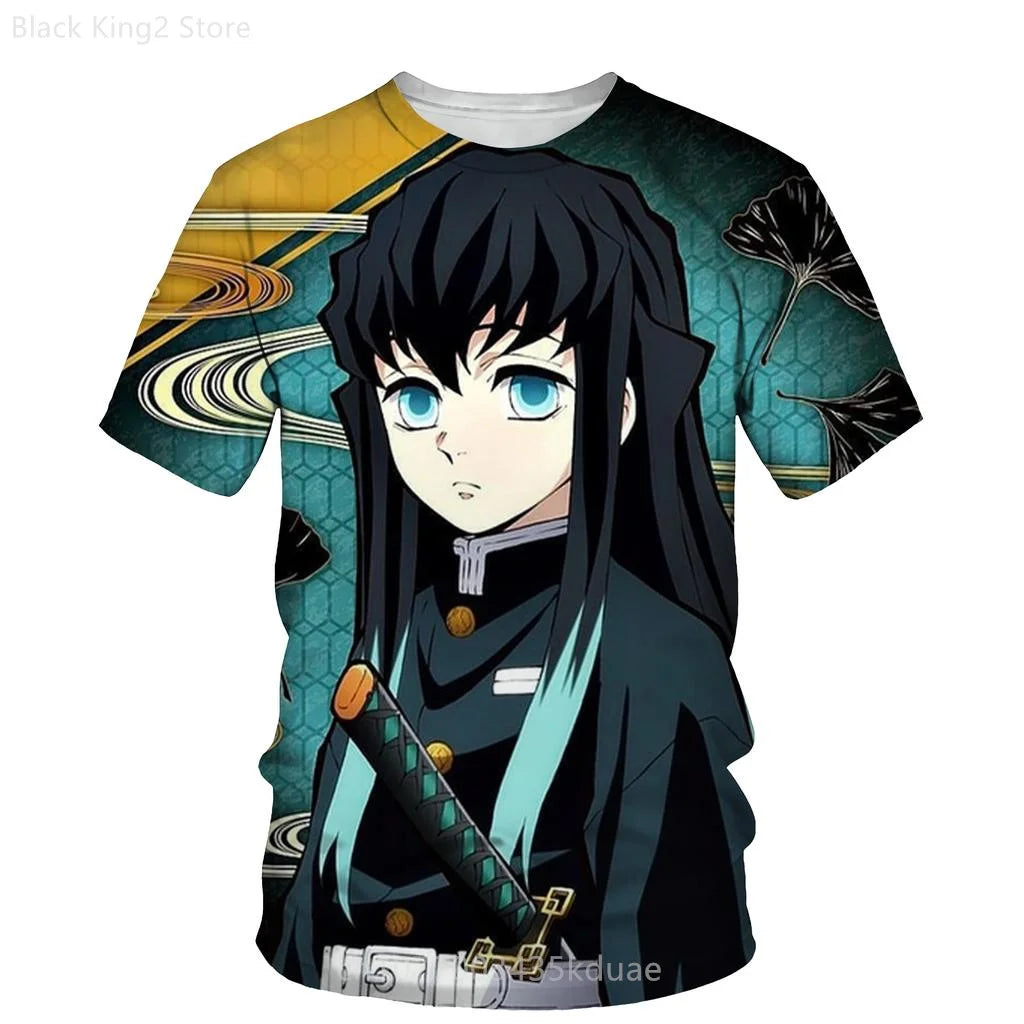 Demon Slayer Men's T-shirt Summer Cartoon Anime Manga Short Sleeve T Shirt Harajuku Boys Girl Casual Tops Oversized Men Clothing