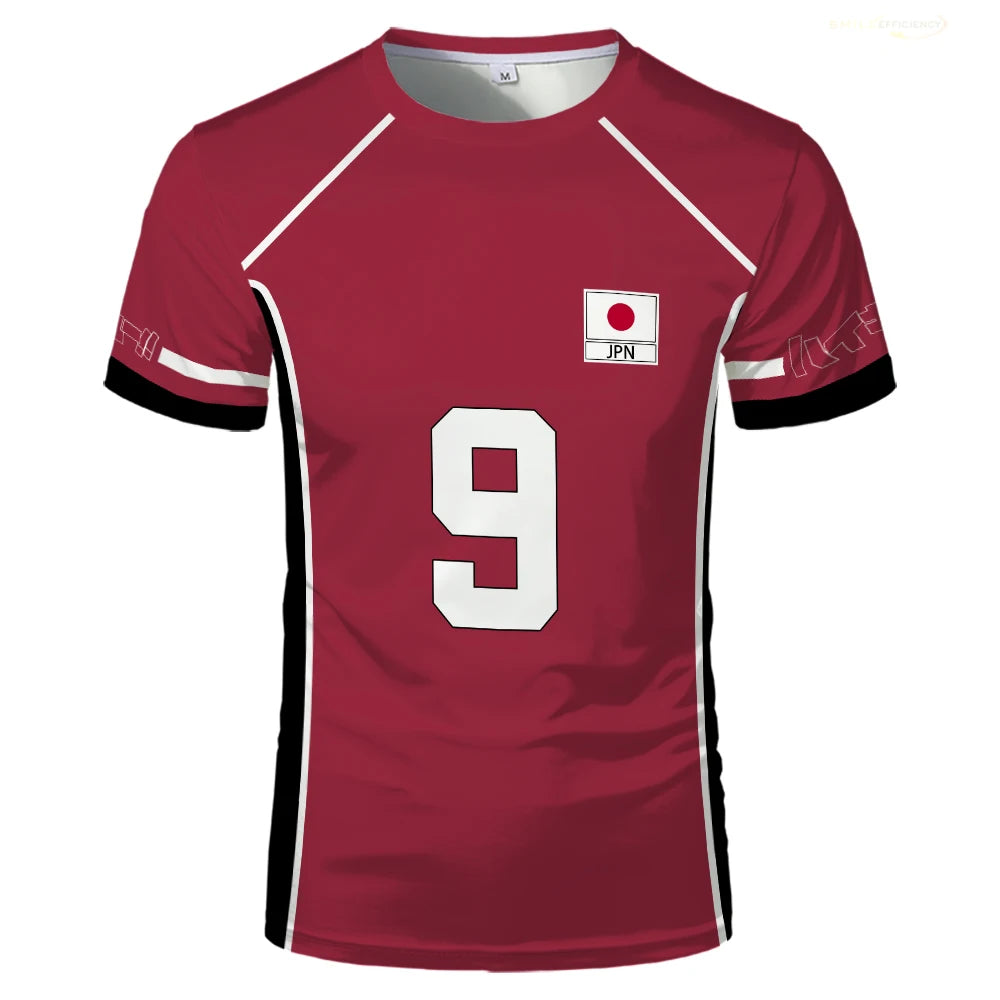 Janpan Anime Haikyuu Fukurodani Red Cosplay T-shirts Cartoon Costume Men's T Shirt Karasuno High School Boys Volleyball Jerseys