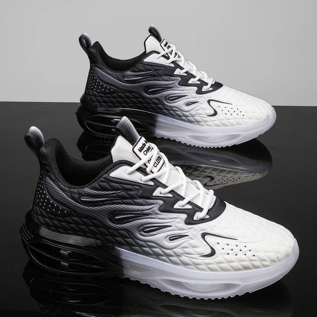 Stylish pink and white lace-up orthopedic sneakers for women with bubble sole and trendy design.