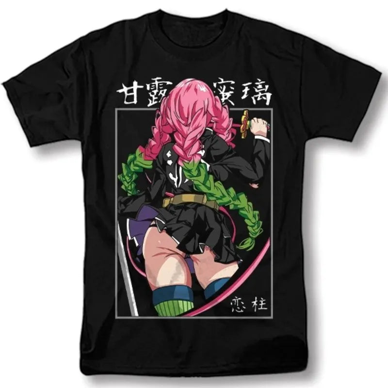 Mitsuri Kanroji t Shirt Demon Slayer Anime Manga Tee Cartoon Men Women Cotton Harajuku Streetwear Couple Y2k Short Sleeve Summer