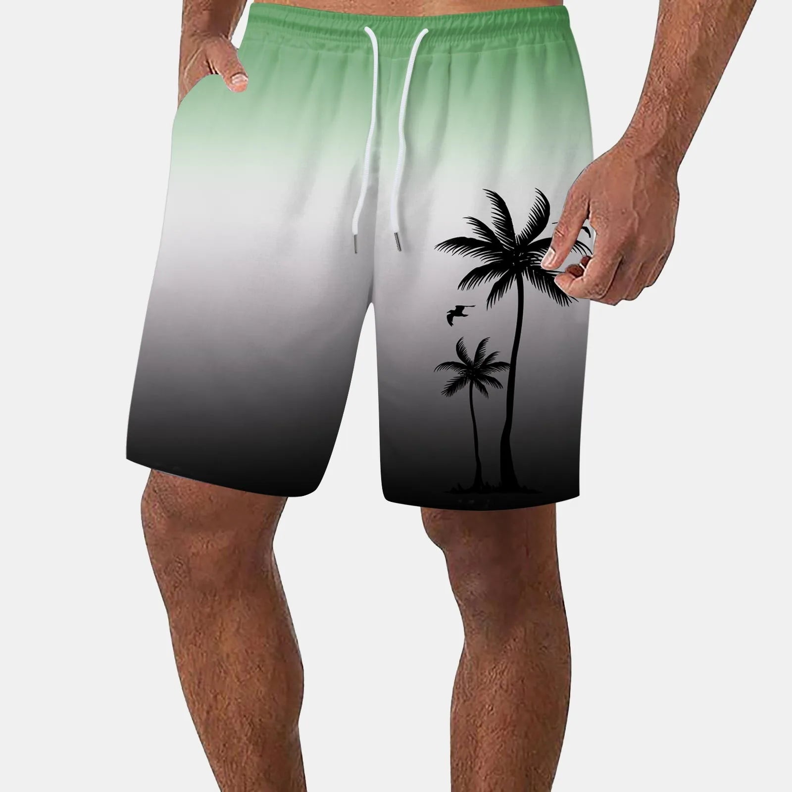 Men’s polyester shorts Mens Beach Shorts Casual Lightweight Drawstring Holiday Tropical Shorts With Pockets shorts para hombre