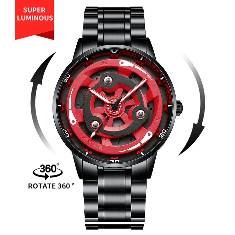 Kaleidoscope Sharingan Rotary Dial Watch 3D Japanese Anime Dial Quartz Men's Watch Top Brand Luxury Waterproof Fashion Men Watch