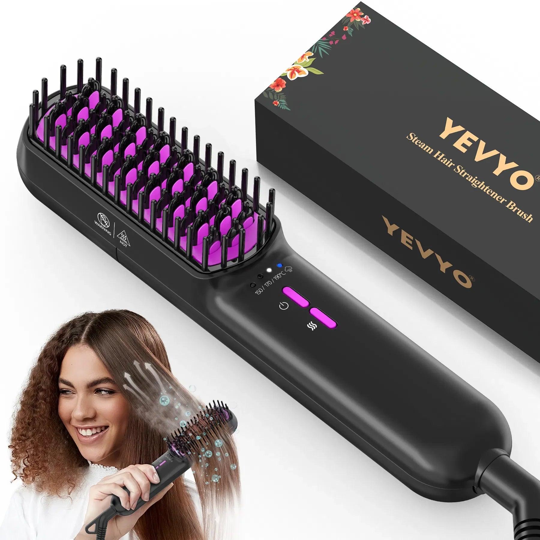 Hot Comb Straightener Electric Negative Ion Heating Comb For Men Beard Hair Straightening Brush Wet Dry Use Quick Hair Styler