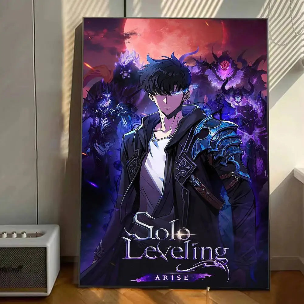 S-Solo Leveling Anime Poster Gallery Prints Self Adhesive  Home Decor Decoration Wall Decals Living Room Sticker