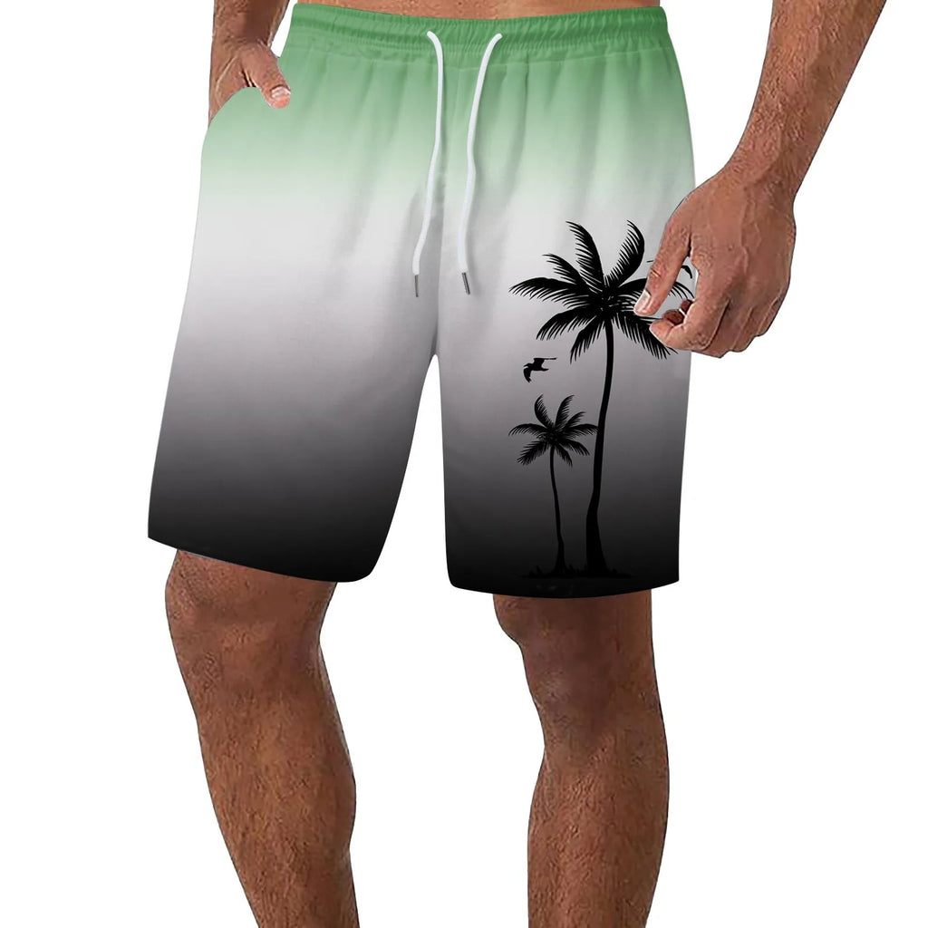 Men’s polyester shorts Mens Beach Shorts Casual Lightweight Drawstring Holiday Tropical Shorts With Pockets shorts para hombre