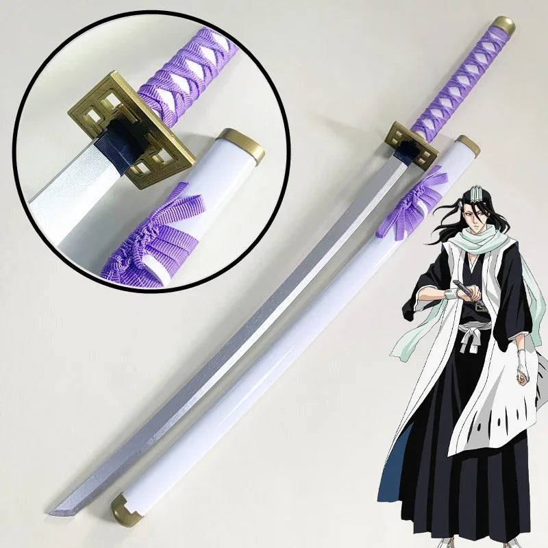 104cm Bleach Katana Sword Bamboo Blade Anime Bleach Byakuya Cosplay Prop Real Size Japanese Samurai Sword Ninja Katana Kid Toy