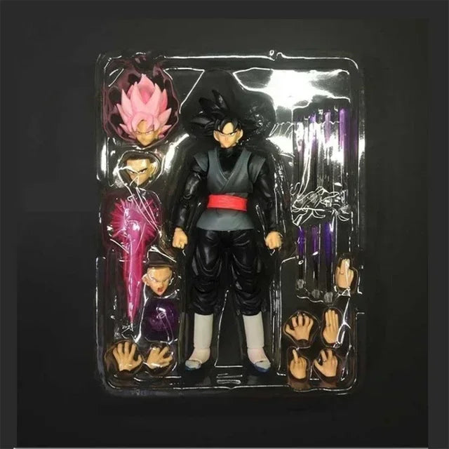Hot 14cm Anime Dragon Ball Black Goku Zamasu Action Figure - Super Saiyan Movie Version With Multiple Accessories Model Toys