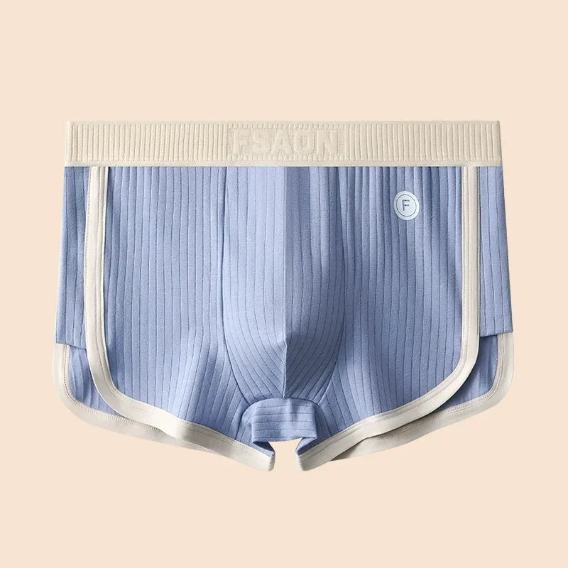 1/3PCS 100% Cotton Solid Striped Men's Boxer Sexy Breathable Mesh U Crotch Underwear High Elastic Widen Waistband Underpants