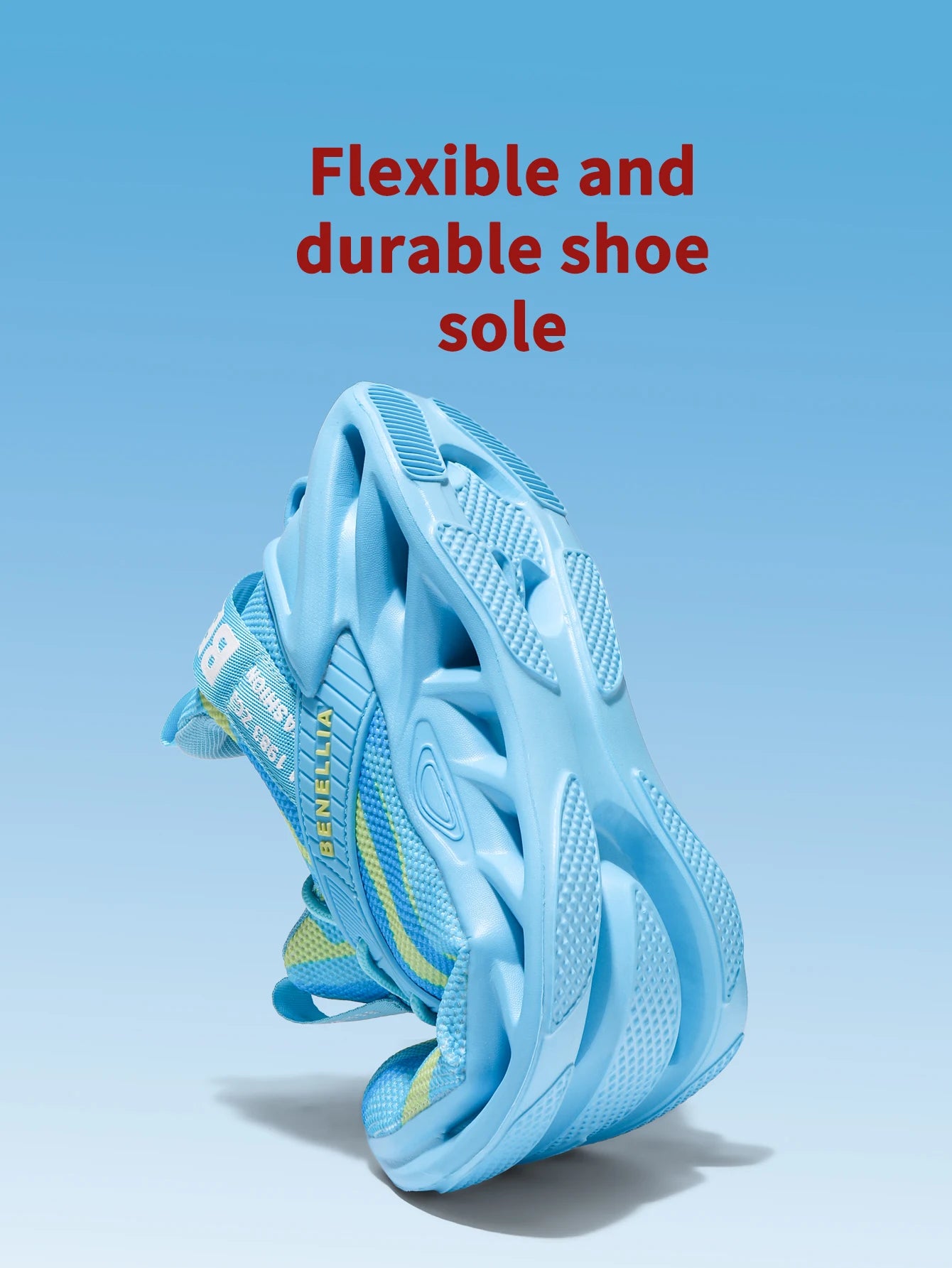 Blue anime-inspired running shoes for men and women with lace-up closure and stylish design.