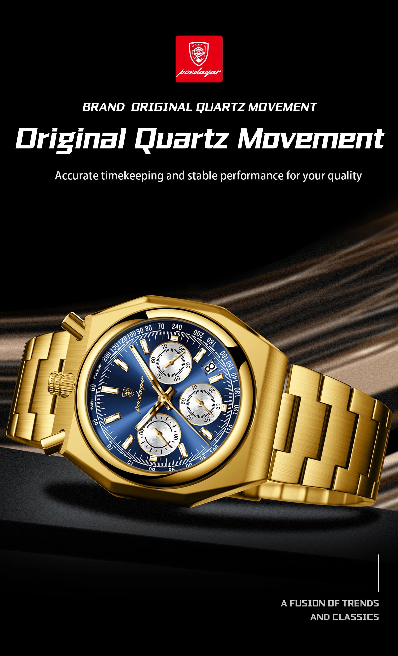 POEDAGAR Top Luxury Man Wristwatch Fashion Luminous Date Stainless Steel Men Watch Chronograph High Quality Men's Quartz Watches